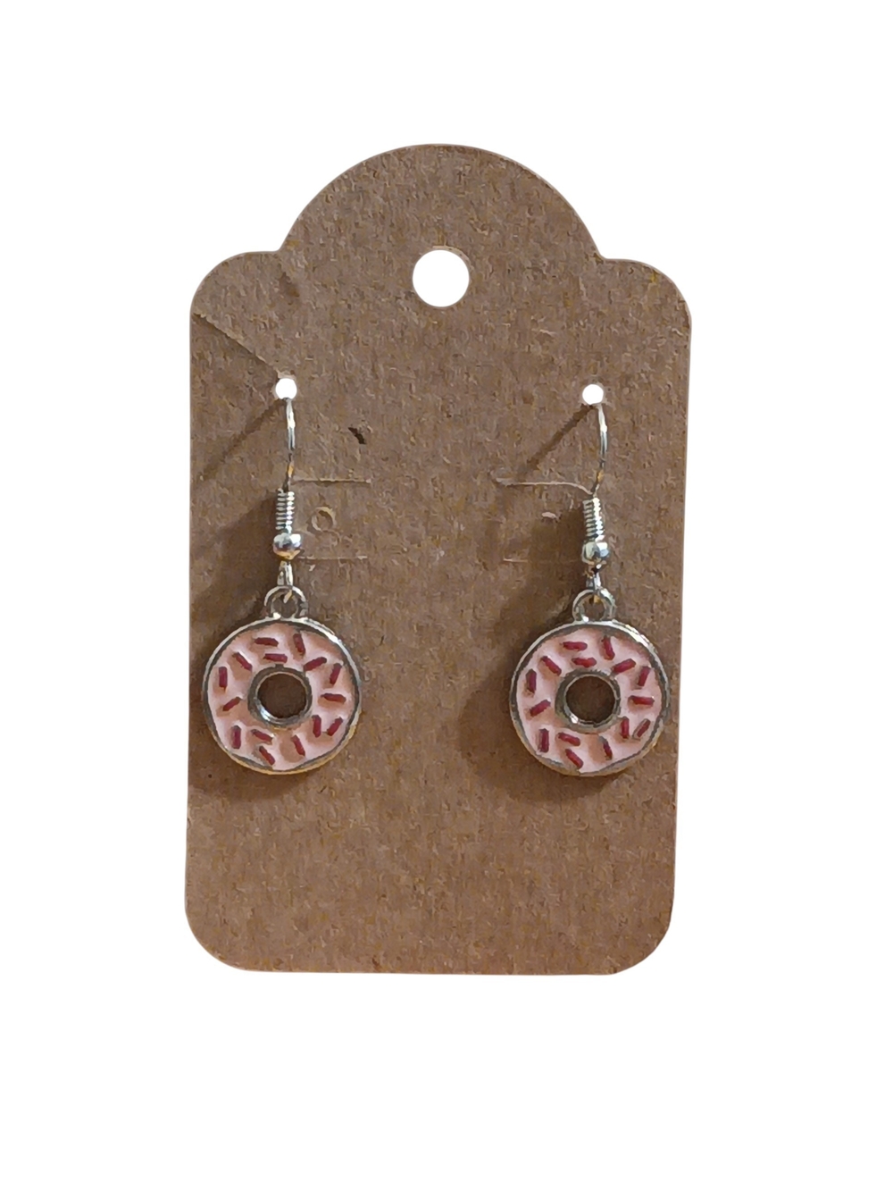 Handmade Pink/Strawberry Frosted Donut With Sprinkles Dangle/Drop Earrings
